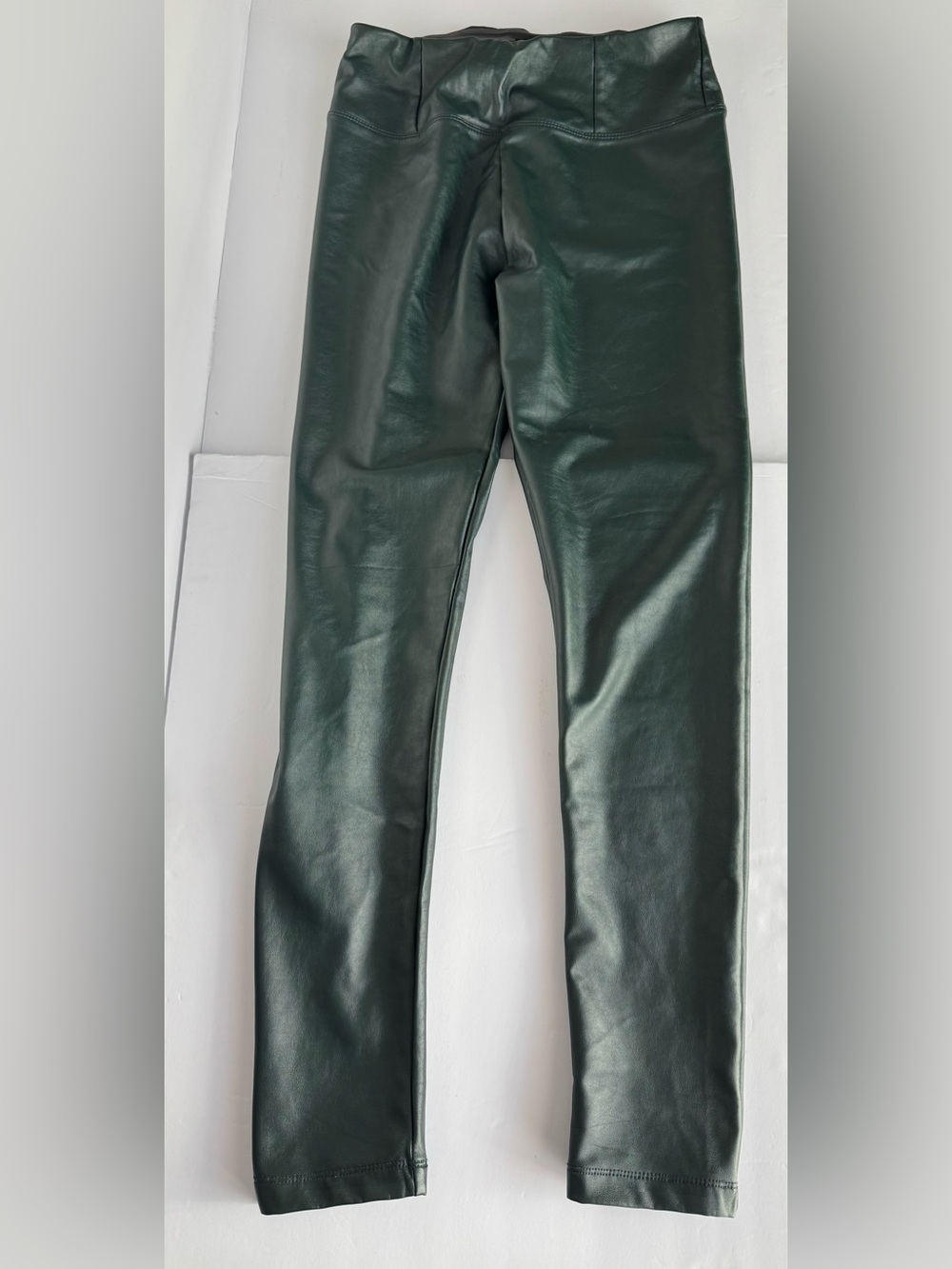 Shinestar Forest Green Faux Leather Fleece Lined Leggings High Waist Size Medium